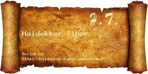 Haidekker Tibor névjegykártya